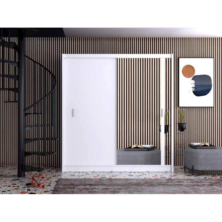 Armadio con specchio SABRINA 203x215 cm bianco