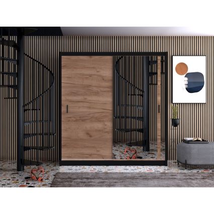 Armadio con specchio SABRINA 203x215 cm rovere craft