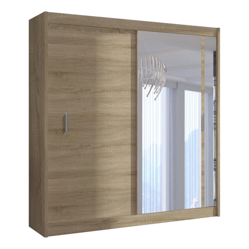 Armadio con specchio SABRINA 203x215 cm rovere sonoma