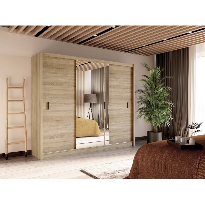 Armadio con specchio SABRINA 250x215 cm rovere sonoma
