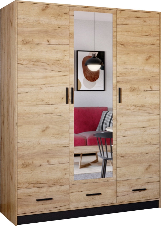 Armadio con specchio SANNA 150x215 cm rovere craft