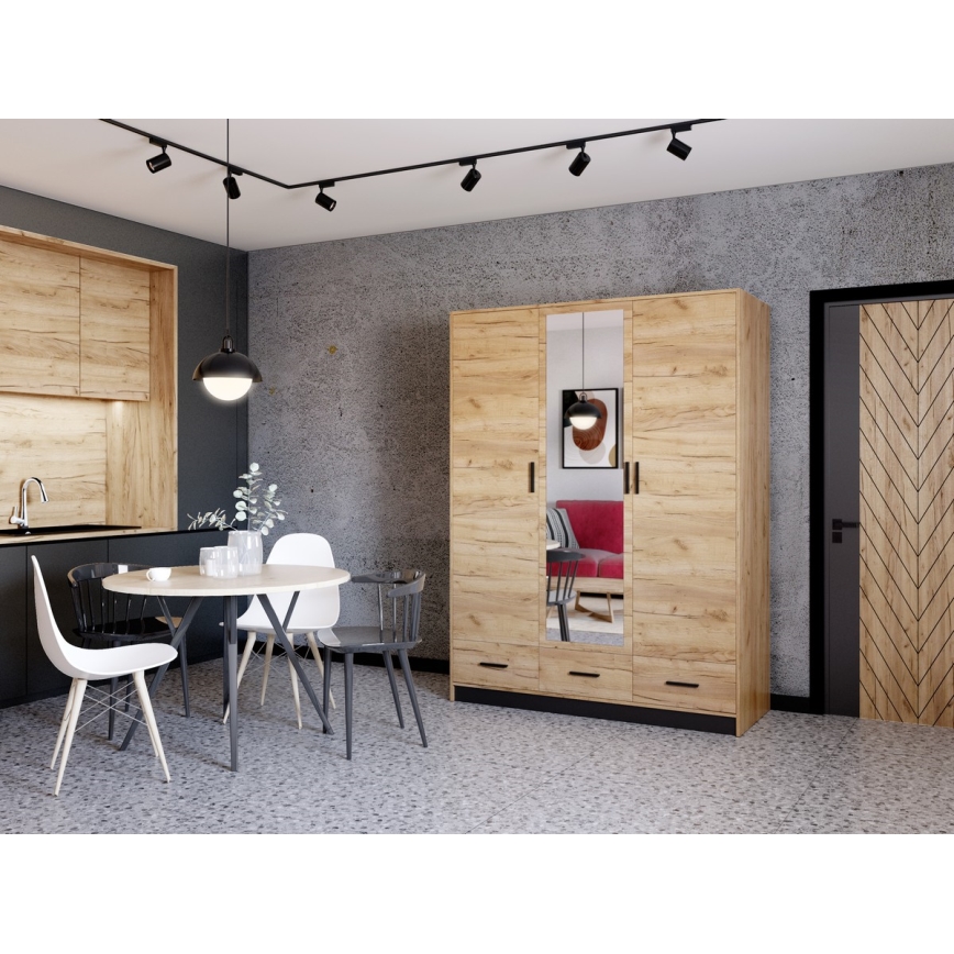 Armadio con specchio SANNA 150x215 cm rovere craft