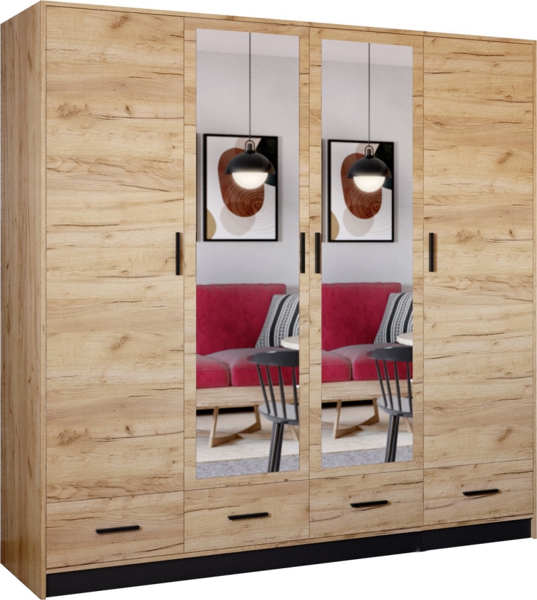 Armadio con specchio SANNA 200x215 cm rovere artigianale