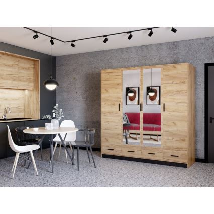 Armadio con specchio SANNA 200x215 cm rovere artigianale