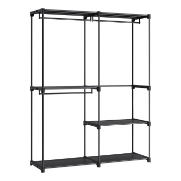 Armadio contenitore MATIS 138x182 cm con ripiani e asta appendiabiti, nero