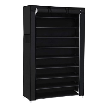 Armadio in tessuto con ripiani MATIS 88x160 cm nero