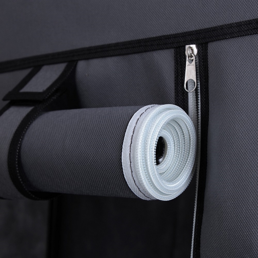 Armadio salvaspazio in tessuto MATIS 110x175 cm con ripiani e asta appendiabiti, grigio