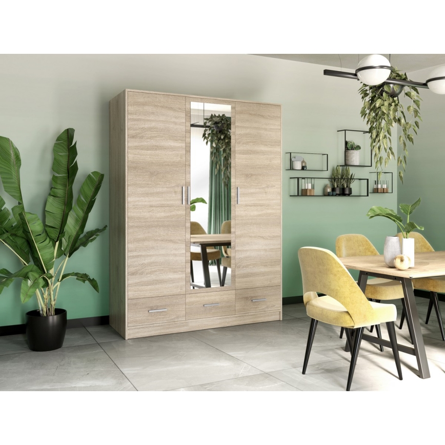 Armadio con specchio SANNA 150x215 cm rovere sonoma