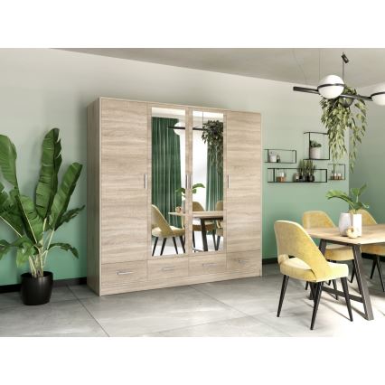 Armadio con specchio SANNA 200x215 cm rovere sonoma