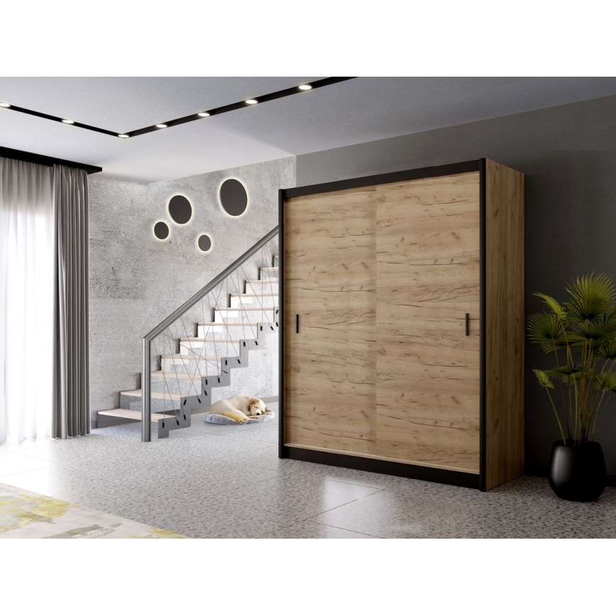 Armadio con ante scorrevoli SAPHIRA 203x215 cm rovere craft