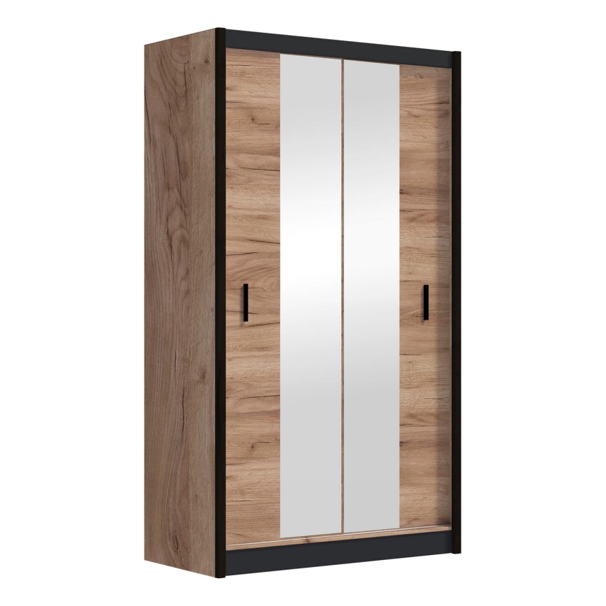 Armoire avec miroir MIRO 120x215 cm chêne craft/noir