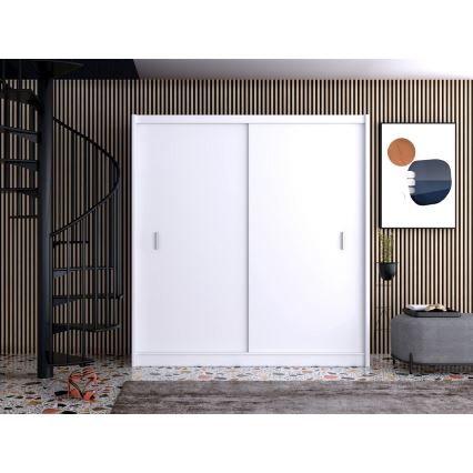 Armoire à portes coulissantes SAPHIRA 203x215 cm blanc