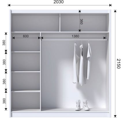 Armoire à portes coulissantes SAPHIRA 203x215 cm blanc