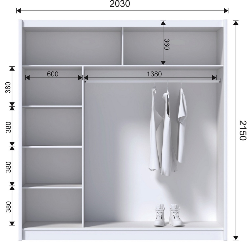 Armoire à portes coulissantes SAPHIRA 203x215 cm blanc