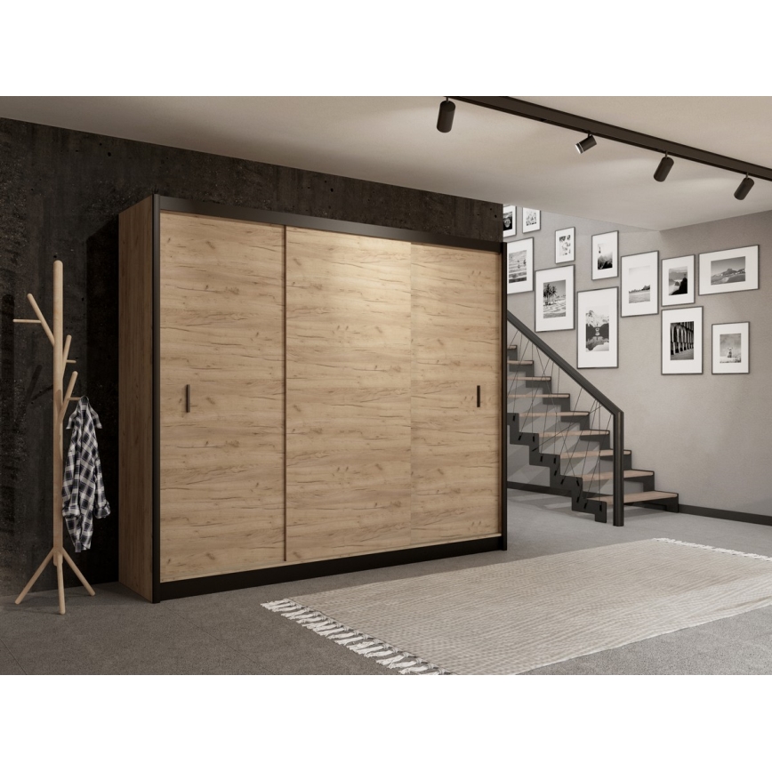 Armoire à portes coulissantes SAPHIRA 250x215 cm chêne craft