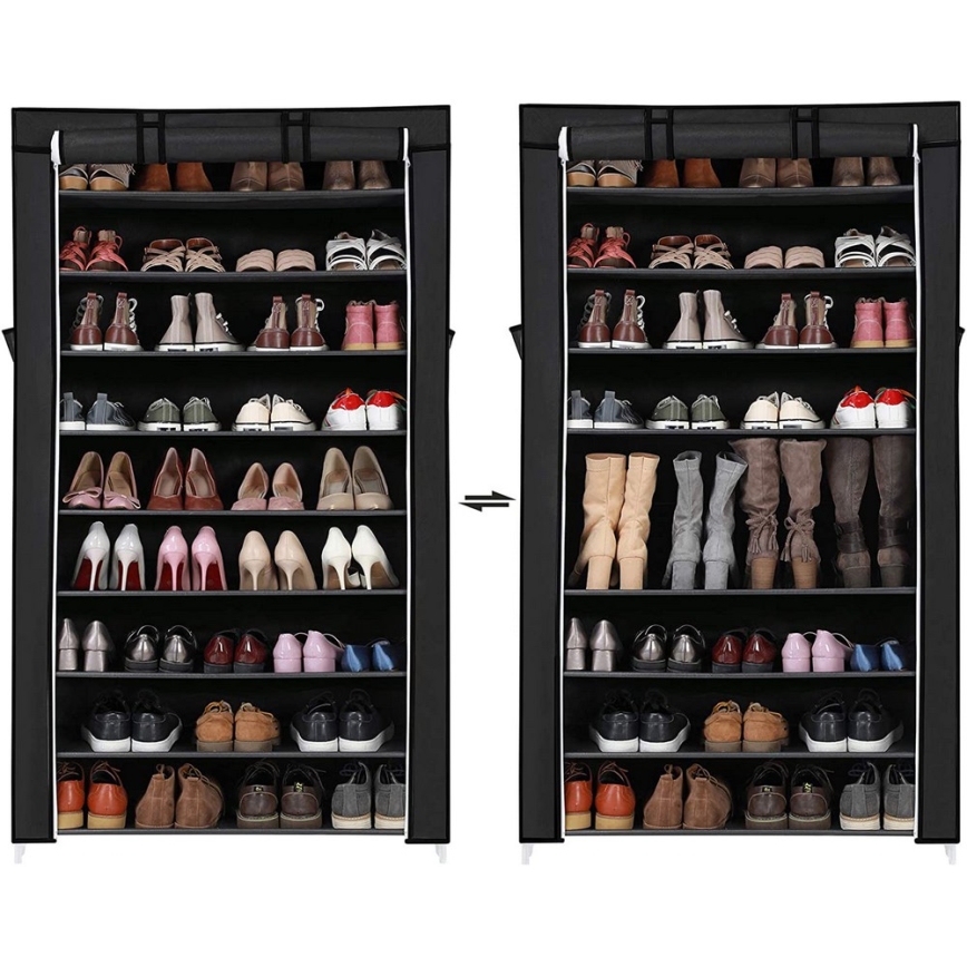 Armoire de rangement en tissu avec étagères MATIS 88x160 cm noire