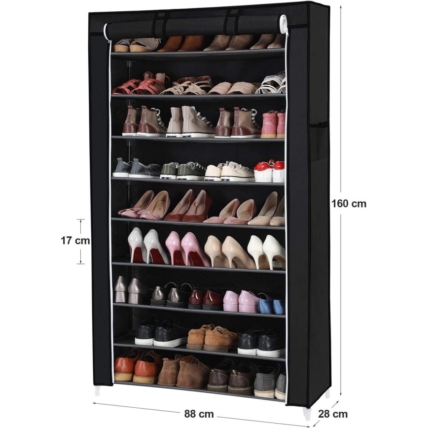 Armoire de rangement en tissu avec étagères MATIS 88x160 cm noire