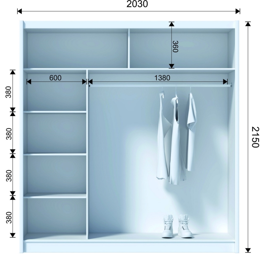 Armoire avec miroir SABRINA 203x215 cm chêne sonoma