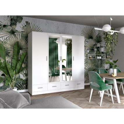 Armoire avec miroir SANNA 200x215 cm blanc