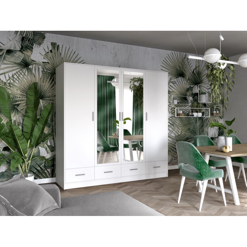 Armoire avec miroir SANNA 200x215 cm blanc