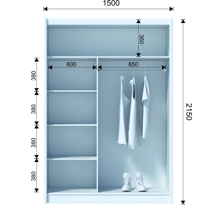 Armoire à portes coulissantes SAPHIRA 150x215 cm blanc