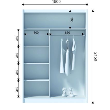 Armoire à portes coulissantes SAPHIRA 150x215 cm chêne craft