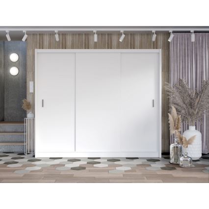 Armoire à portes coulissantes SAPHIRA 250x215 cm blanc