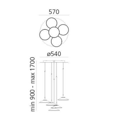 Artemide 0355030A - Lampadario a sospensione con filo LED dimmerabile ORSA CLUSTER LED/37W/230V 3000K