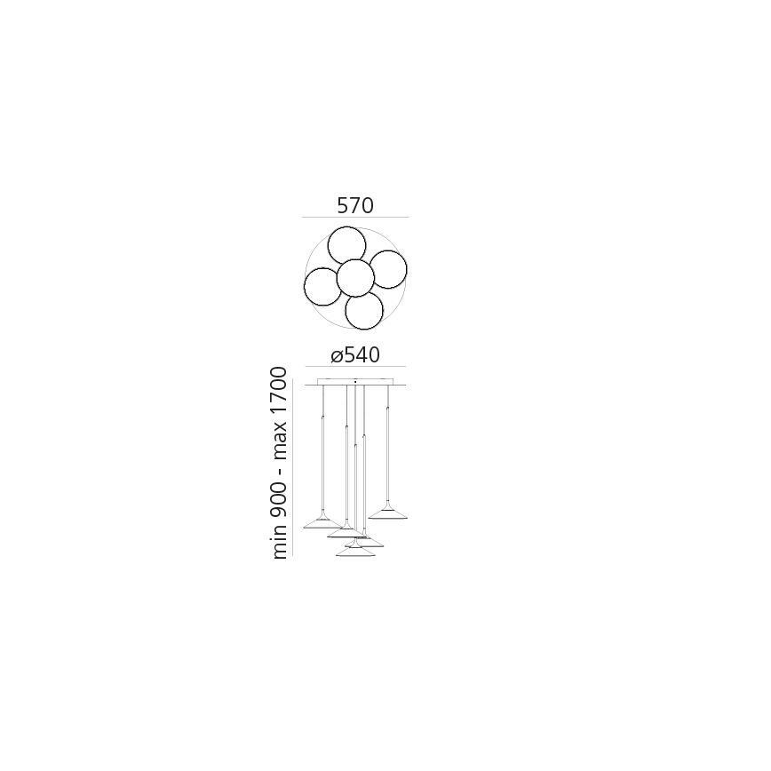 Artemide 0355030A - Suspension filaire à intensité variable ORSA CLUSTER LED/37W/230V 3000K