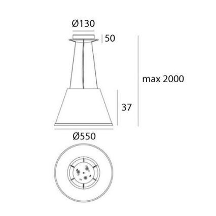 Artemide 1124020A - Lampadario a sospensione con filo CHOOSE MEGA 3xE27/12W/230V diametro 55 cm beige