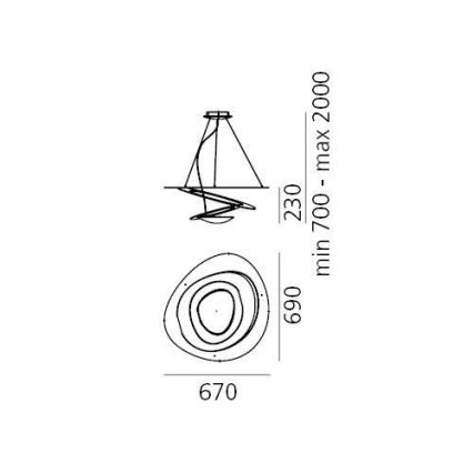 Artemide 1256120A - Lampadario a sospensione con filo LED dimmerabile PIRCE LED/44W/230V 3000K oro