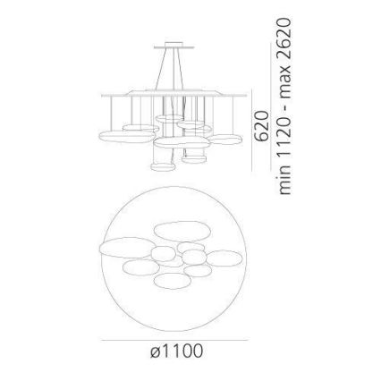 Artemide 1367110A - Lampadario a sospensione con filo LED dimmerabile MERCURY LED/58W/230V 3000K