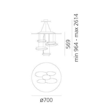 Artemide 1477110A - Lampadario a sospensione con filo LED dimmerabile MERCURY LED/29W/230V 3000K