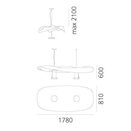 Artemide 1513010A - Hängeleuchte COSMIC ENGEL 2xR7s/11W/230V glänzendes Chrom