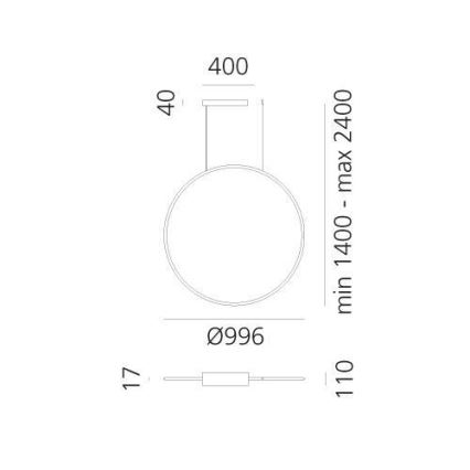 Artemide 1993310APP - Dimmbare LED-RGBW-Hängeleuchte DISCOVERY LED/59W/230V 2700-6500K anthrazit