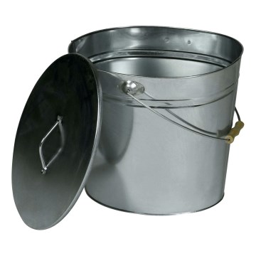 Ascheeimer mit Deckel 15 l glänzendes Chrom