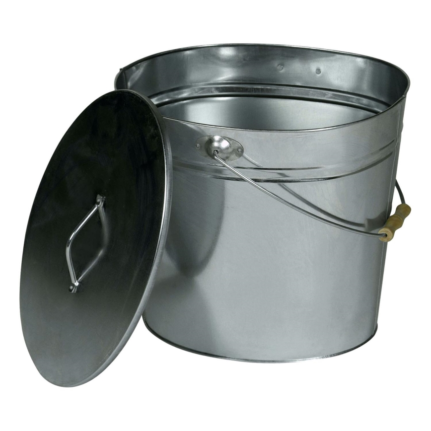 Ascheeimer mit Deckel 15 l glänzendes Chrom