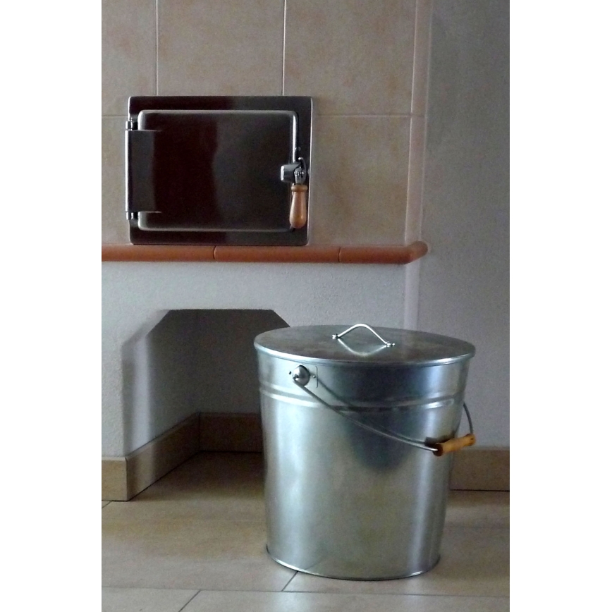Ascheeimer mit Deckel 15 l glänzendes Chrom