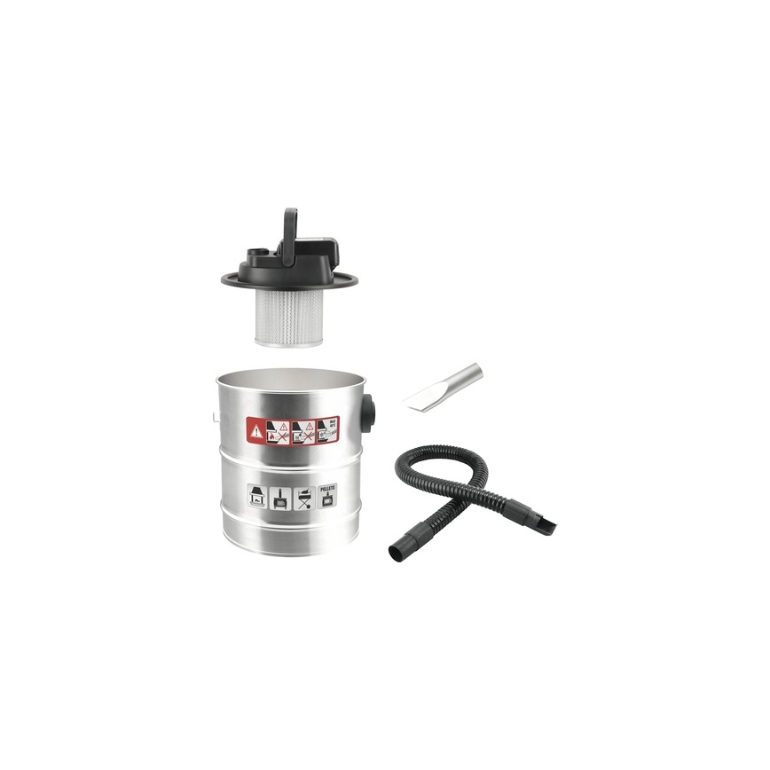 Aspirateur à cendres alimenté par batterie avec filtre HEPA 12 l 110W/18V 2000 mAh chrome mat