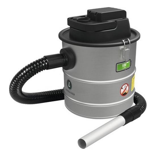 Aspiratore a batteria per ceneri con filtro HEPA 12 l 110W/18V 2000 mAh cromo opaco