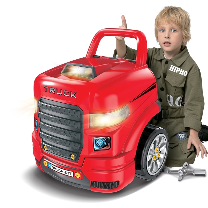 Atelier de réparation de voiture enfant 3xAAA + 1xCR2025 rouge