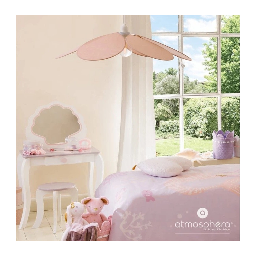 Atmosphera - Kinder-Hängeleuchte mit Kabel PETAL 1xE27/40W/230V Ø 64 cm rosa