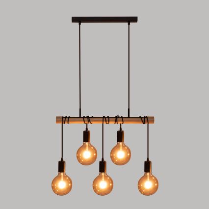 Atmosphera - Lampadario a sospensione con filo JAKE 5xE27/40W/230V pino