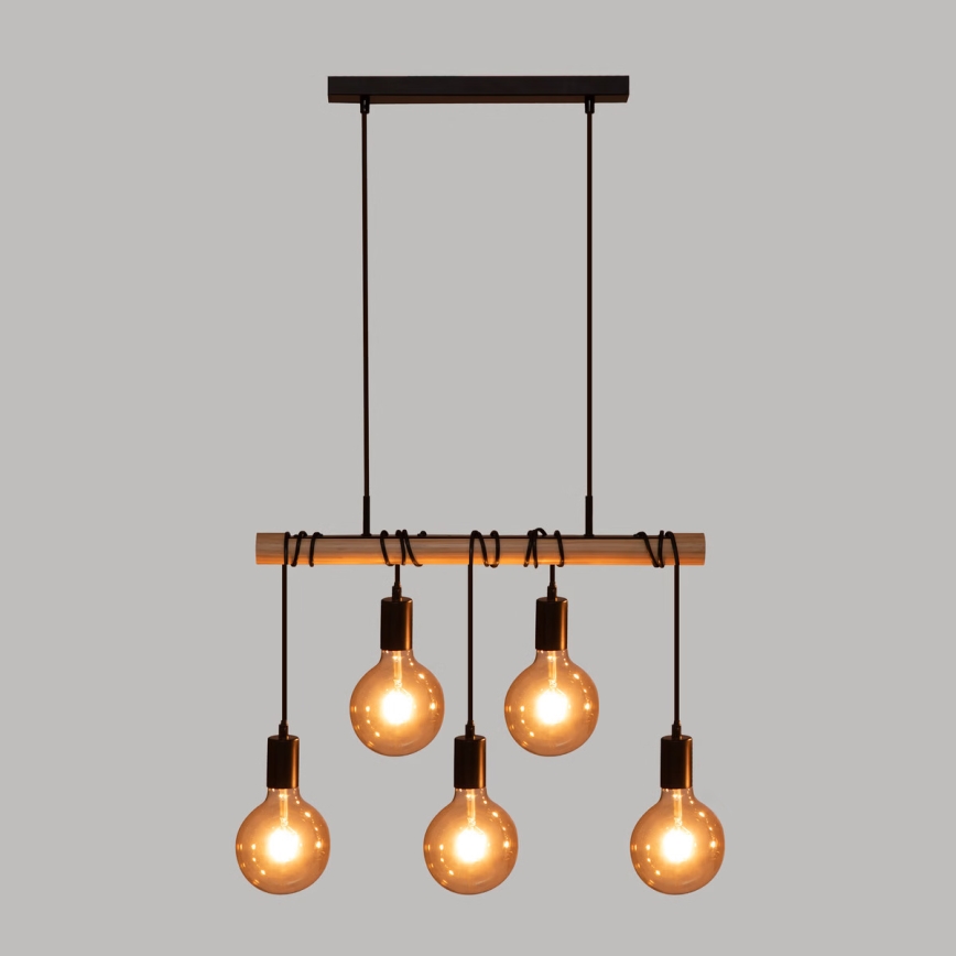Atmosphera - Lampadario a sospensione con filo JAKE 5xE27/40W/230V pino