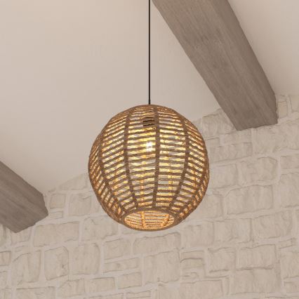 Atmosphera - Lampadario a sospensione con filo RANA 1xE27/40W/230V rattan