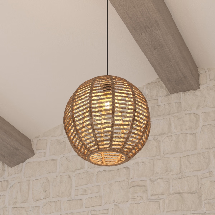 Atmosphera - Lampadario a sospensione con filo RANA 1xE27/40W/230V rattan