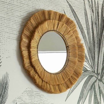 Atmosphera - Miroir mural ALBA d. 57 cm pelote de raphia