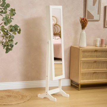 Atmosphera - Miroir sur pied avec boîte à bijoux KRISTIN 146,8 x 37 cm blanc