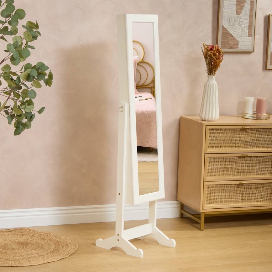 Atmosphera - Miroir sur pied avec boîte à bijoux KRISTIN 146,8 x 37 cm blanc