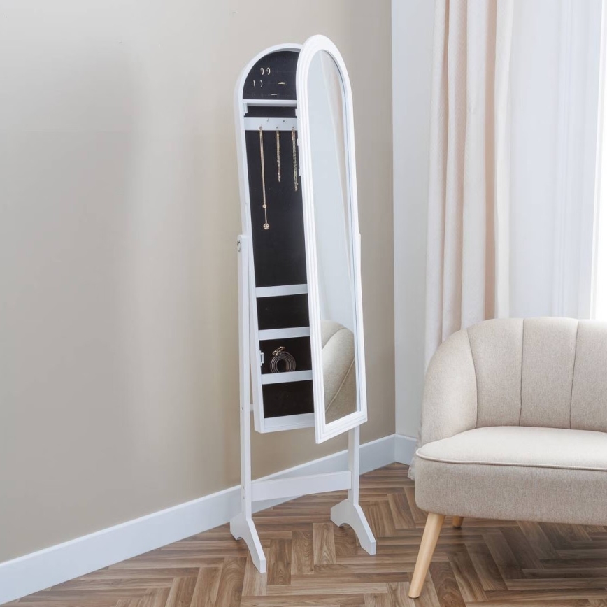 Atmosphera - Specchio a figura intera con portagioie LEXY 158x38 cm bianco
